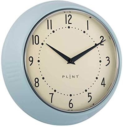 Plint Retro Wall Clock Silent Non Ticking Decorative Ice Color Wall Clock, Retro Style Decorazione della parete per la cucina soggiorno casa, ufficio, scuola, facile da leggere grandi numeri