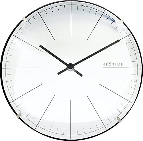 NEXTIME Big Stripe Mini Dome Mesa Orologio da Parete, Bianco, 20 cm