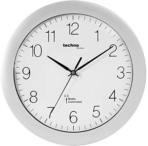 techno line WT 8000 Silber Orologio da Parete Radio, Argento, 30x3x30 cm