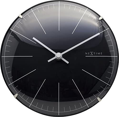 NEXTIME Big Stripe Mini Dome Mesa Orologio da Parete, Nero, 20 cm