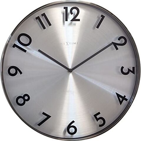 NEXTIME Orologio da parete, 40 cm, silenzioso, grigio metallico, Reflection