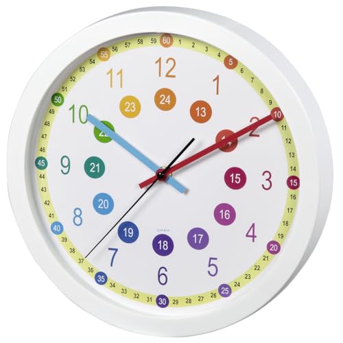 Hama Easy Learning Quartz wall clock Cerchio Multicolore, Bianco