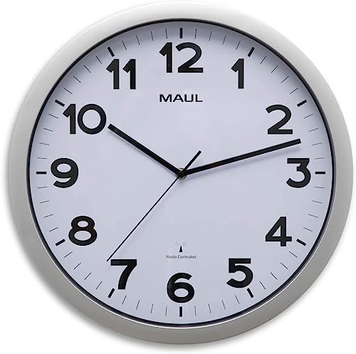 MAUL Orologio radiocontrollato in plastica, Ø 40 cm, Colore: Argento