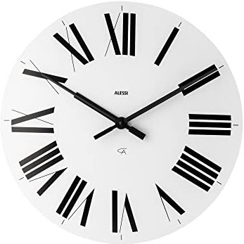 Alessi 12W Firenze Orologio da Parete in ABS, Movimento al Quarzo, Bianco, bianco/nero