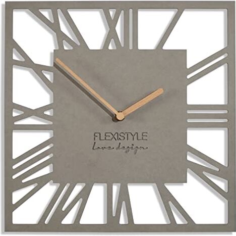 FLEXISTYLE Orologio da parete senza ticchettio, moderno LOFT Piccolo Square, 30 cm, soggiorno, bagno (grigio)