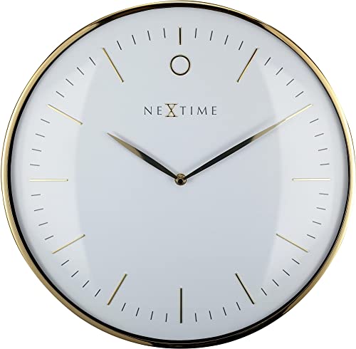 NEXTIME Glamour Orologio da Parete, Metal, Bianco, 40 cm