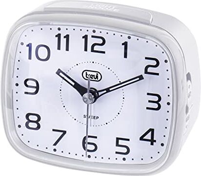 Trevi Orologio al Quarzo con Sveglia, Grande Quadrante, Tasto Snooze/Light, Movimento Silenzioso SWEEP, Bianco