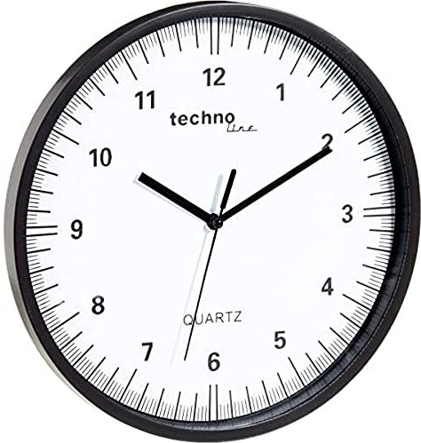 TechnoLine WT 6700 Weiss Orologio da Parete, Nero, 25x3.8x25 cm