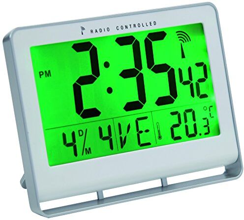 ALBA Orologio LCD radiocontrollato con Funzione Sveglia, 20 x 3 x 15 cm