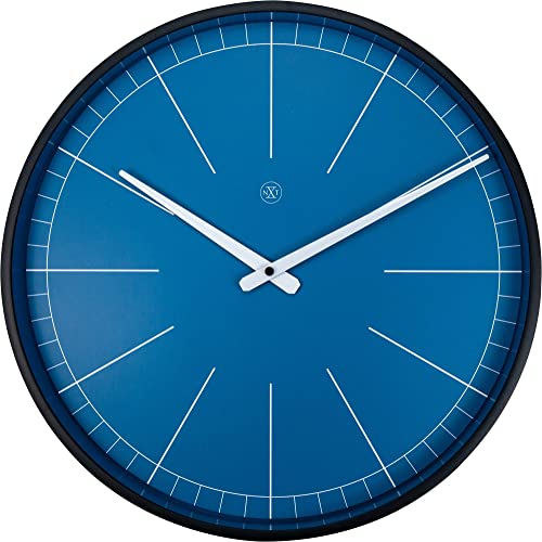 NEXTIME Ethan Orologio da parete in metallo e plastica, blu, Ø 40 cm