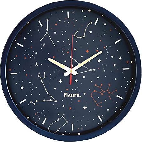 Fisura Orologio da parete originale "galaxy". Orologio da cucina moderno. Orologio da parete. 35 centimetri di diametro. Plastica ABS e vetro. 1 batteria AA.