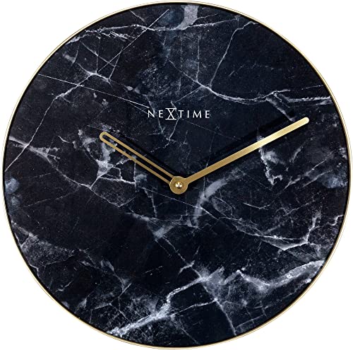 NEXTIME Marble Orologio da Parete, Oro Nero, 40 cm