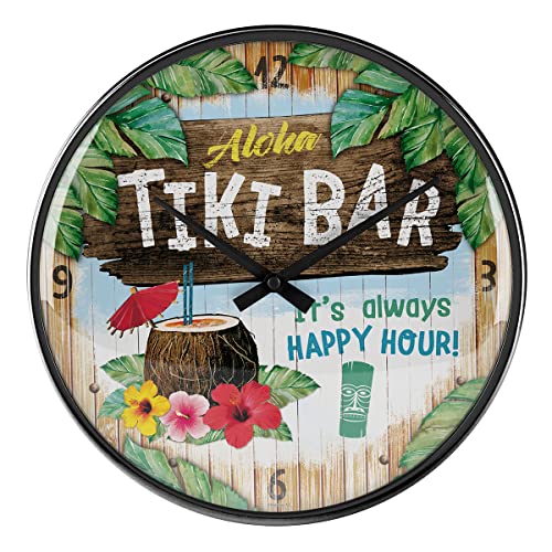 ART Tiki Bar Orologio da parete colorato, 31 cm, stile vintage, 31 cm