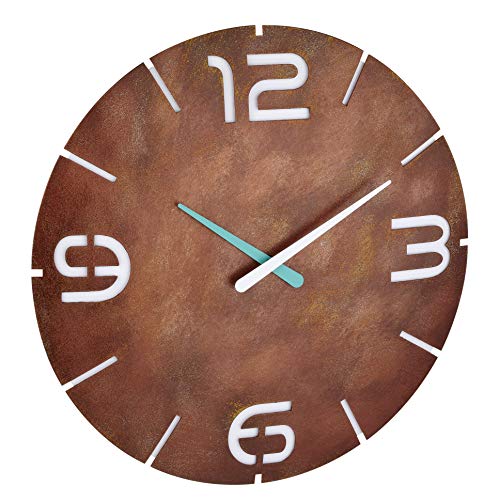 TFA Dostmann Orologio da parete analogico senza fili Contour, orologio di design, effetto ruggine, Ø 350 x H 35 mm