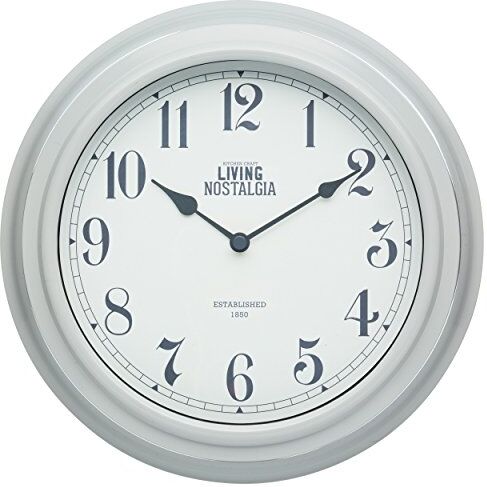 KitchenCraft Living Nostalgia Kitchen Craft Orologio analogico da Parete, 25,5 cm, Metallo, French Grey, 25,5 cm