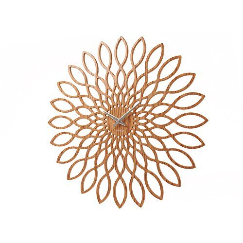 Karlsson Sunflower Orologio da Muro in legno MDF, beige, legno/mdf, rund