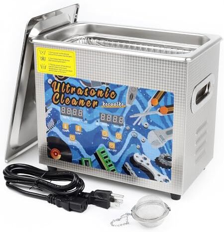 KECOOLKE Pulitore ultrasonico 3L di grande capacità con riscaldamento e regolazione dell'ora 120 W in acciaio inox pulitore acustico professionale per la pulizia strumento orologio occhiali retainer