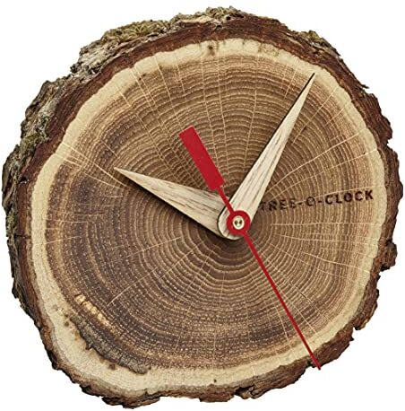 TFA Dostmann Orologio da tavolo analogico in rovere TREE-O-CLOCK, , movimento di alta qualità, fatto a mano, unico, naturale, 105 x 54 x 90 mm