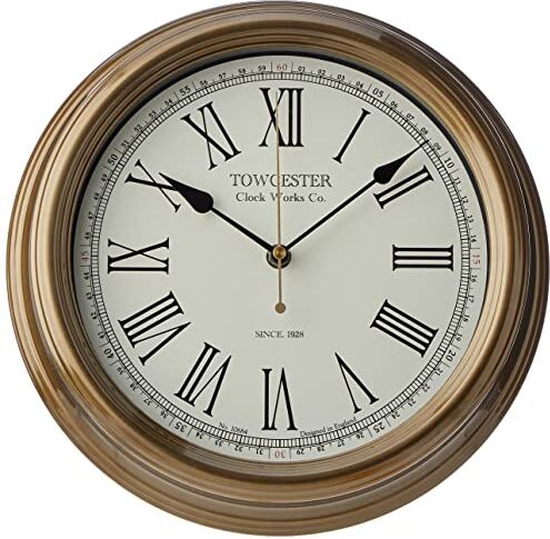 Acctim Towcester Clock Works Co.   Redbourn, Orologio da Parete, Color Oro