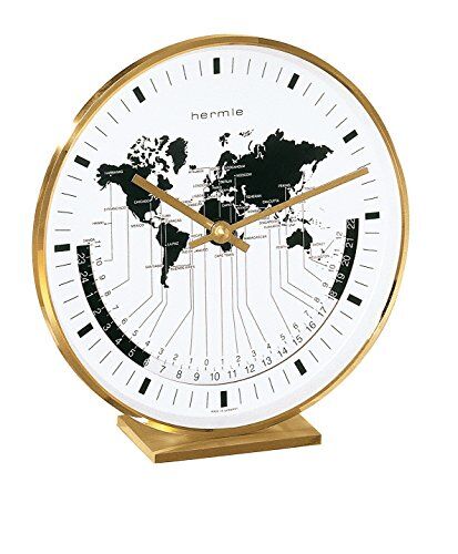 Hermle Orologio da Tavolo, Ottone, Oro, 19cm x 18cm x 6,5cm