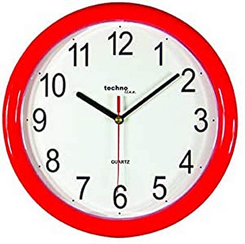 TechnoLine WT 600 Rot Orologio da Parete, Rosso, 25x2.4x25 cm