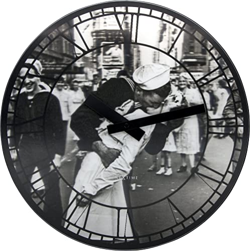 NEXTIME 3214 Kiss Me In New York Orologio da Parete, Nero, 39 cm