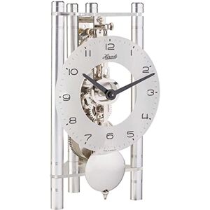 Hermle Orologio da tavolo a scheletro con colonne in alluminio anodizzato – Triangolo , quadrante arabo, vetro, argento, fabbrica nichelata, 19,5 cm x 11 cm x 9 cm Hermle Orologio da tavolo a scheletro con colonne in alluminio anodizzato – Triangolo , quadrante arabo, vetro, argento, fabbrica nichelata, 19,5 cm x 11 cm x 9 cm