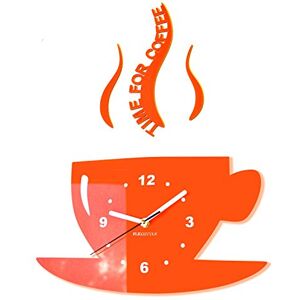 FLEXISTYLE Orologio da Parete 3D Arancione - Tempo per Caffè FLEXISTYLE Orologio da Parete 3D Arancione - Tempo per Caffè
