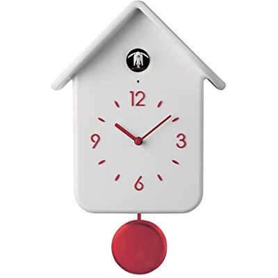Guzzini Orologio Gjøkur Moderno Bianco con Pendolo - Orologio a Parete Guzzini Orologio Gjøkur Moderno Bianco con Pendolo - Orologio a Parete