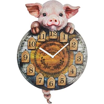 Nemesis Now Piggin' Tickin' Orologio 32 cm, in poliresina, colore: Marrone Nemesis Now Piggin' Tickin' Orologio 32 cm, in poliresina, colore: Marrone