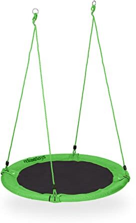 Relaxdays Altalena a Nido, Dondolo per Il Giardino, per Bambini e Adulti, Ø 110 cm, Regolabile, Fino 100 kg, Nero Verde