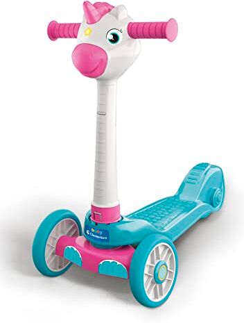 Clementoni Baby Unicorn Push Scooter, Monopattino Bambina 2 Anni con 3 Ruote, Gioco da Esterno ed Interno, Made in Italy, Taglia Unica