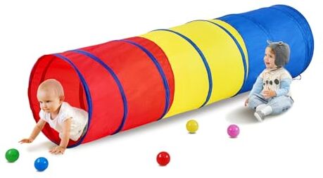 VEVOR Tenda da Gioco per Bambini, Tunnel da Gioco per Neonati Animali Domestici, Regalo Pieghevole Tunnel per Interni ed Esterni Rosso/Giallo/Blu Multicolor