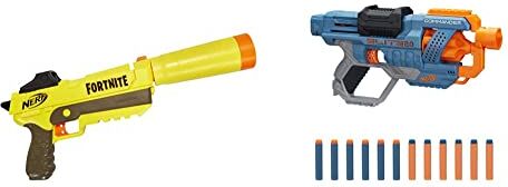 Hasbro Nerf Fortnite SP-L, Blaster Ufficiale con 6 Dardi, Colore Giallo & Elite 2.0-Commander RD-6, Multicolore, 6.7 x 36.2 x 24.1 cm