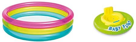 Intex 57104 Piscina Baby Arcobaleno, 86 x 25 cm & Salvagente Mutandina Fluo, Colore Verde e Giallo, 76 cm, 56588EU