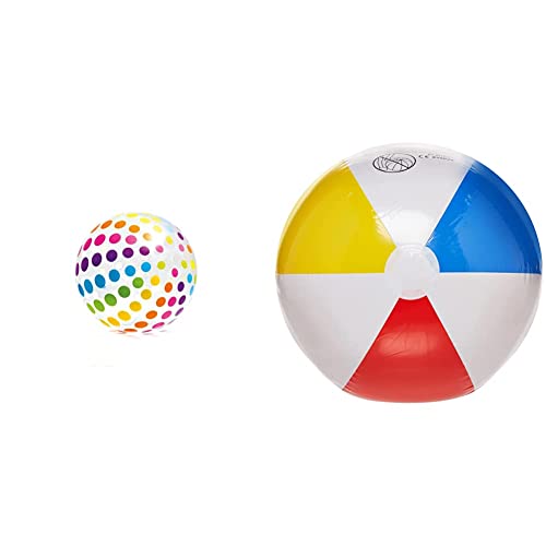 Intex 59065 Palla Jumbo, 107 cm, Multicolore & Palla con pannello lucido Pallone gonfiabile ad acqua/pallone da spiaggia Diametro 33 cm