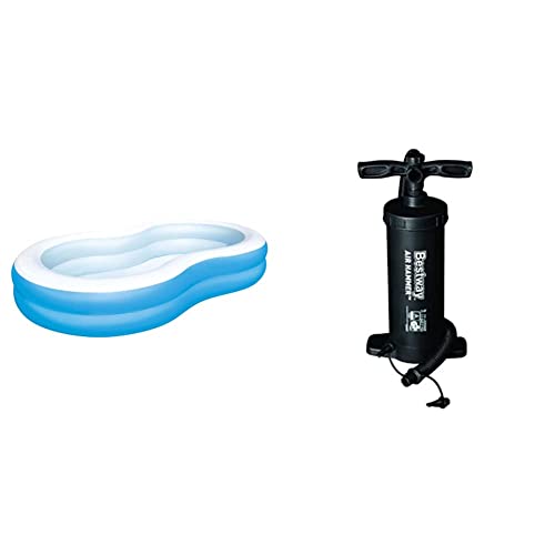 Bestway 54117 Piscinetta Gonfiabile Lago, 3 Anni+ & 62086 Pompa Alta Pressione Multifunzioni Gonfia/Sgonfia Volume 2.800 Cc, 4 Adattatori per Valvola, Plastica, 37cm/14.5 & quot, Nero