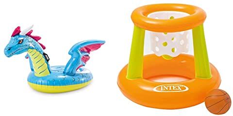 Intex 57563NP Dragon Ride-On, Black & 58504NP Floating Hoop Game