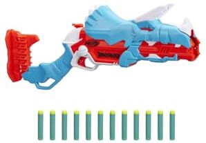 Hasbro Nerf-  DinoSquad Tricera-Blast, Blaster con alloggiamento per Caricamento di 3, 12, Supporto dardi e Design Dinosauro Triceratopo, Multicolore, 6.4 x 54.6 x 24.1 cm,