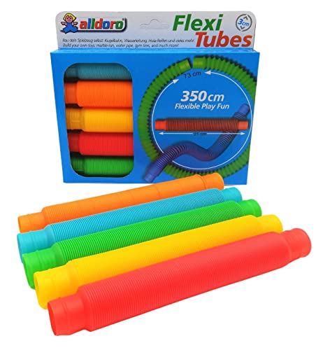 alldoro Flexi Tubes in plastica, Diametro 3 cm, 5 Pezzi Colorati, Tubi con Lunghezza Estensibile 21-73 cm