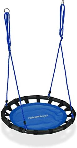 Relaxdays Altalena da Giardino a Nido, per Bambini e Adulti, Regolabile, Ø 80 cm, Portata Max. 100 kg, Blu