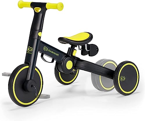 kk Kinderkraft Kinderkraft Triciclo 3in1 4TRIKE, Mini bici, Carrello, Sella regolabile, Pieghevole, da 12 mesi a 5 anni, Nero