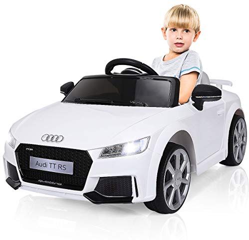 COSTWAY Audi 12V Auto Elettrica per Bambini, Macchina Elettrica con Velocità 2,5-5 km/ora, con Telecomando USB MP3 Luci LED (Bianco)