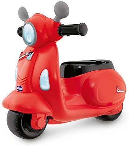 Chicco Vespa per Bambini Primavera Rossa, Moto Giocattolo Cavalcabile con Pannello Elettronico, Luci e Suoni, Ruote di Supporto Rimuovibili, Max 25 Kg Giochi per Bambini 1-3 Anni