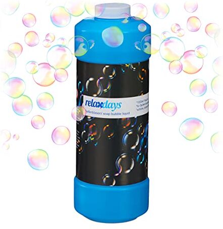 Relaxdays Flaconcino per Liquido per Bolle di Sapone, Flacone da 1 L da Riempire, per Macchine Sparabolle, Colori Assortiti