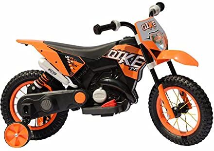 FP-TECH MOTO ELETTRICA PER BAMBINI MOTOCICLETTA 2 POSTI CON USB MP3 LED SOSPENSIONI E RUOTE IN GOMMA AD ARIA (Arancione)