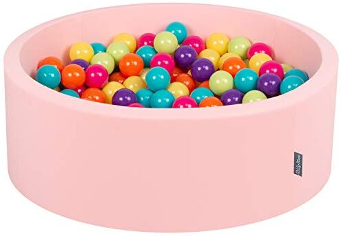 KiddyMoon 90X30cm/200 Palline ∅ 7CM Piscina di Palline Colorate per Bambini Tondo Fabbricato in EU, Rosa:Verdech/Gialo/Turchese/Arancione/Rosasc/Viola