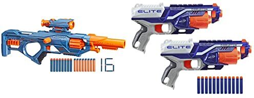 Hasbro Nerf Elite 2.0, blaster Eaglepoint RD-8, tamburo da 8 dardi, mirino e canna staccabili & Nerf Elite Disruptor confezione da 2, 2 blaster Disruptor, 12 dardi