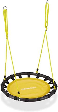 Relaxdays Altalena da Giardino a Nido, per Bambini e Adulti, Regolabile, Ø 80 cm, Portata Max. 100 kg, Giallo