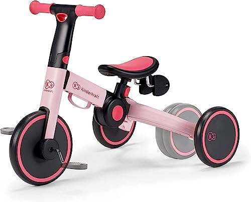 kk Kinderkraft Kinderkraft Triciclo 3in1 4TRIKE, Mini bici, Carrello, Sella regolabile, Pieghevole, da 12 mesi a 5 anni, Rosa